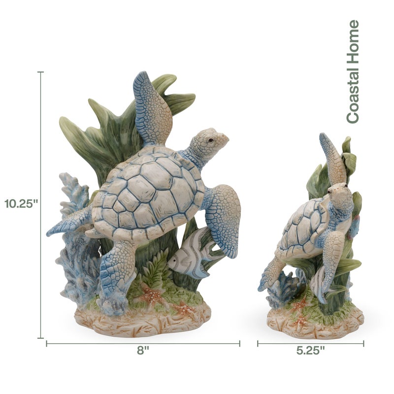 Fitz & Floyd Fitz and Floyd Coastal Home Sea Turtle Ceramic Figurine 10.25 inches - Image 5